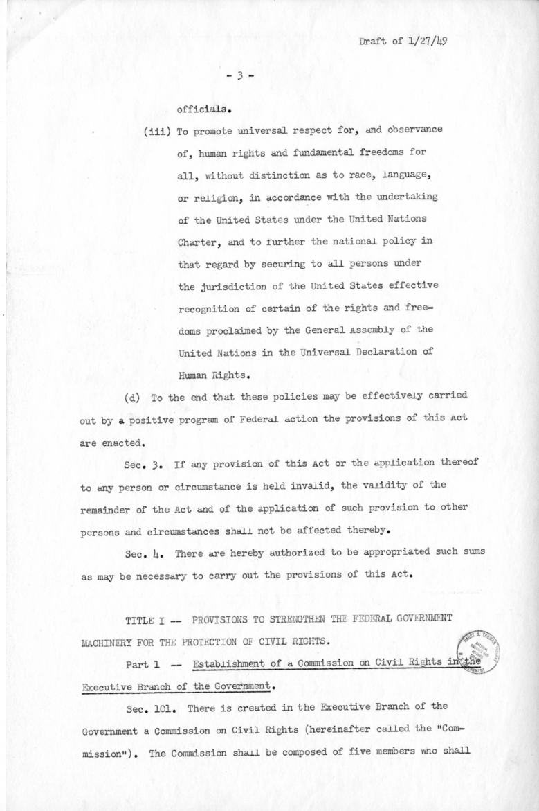 Draft of Civil Rights Legislation