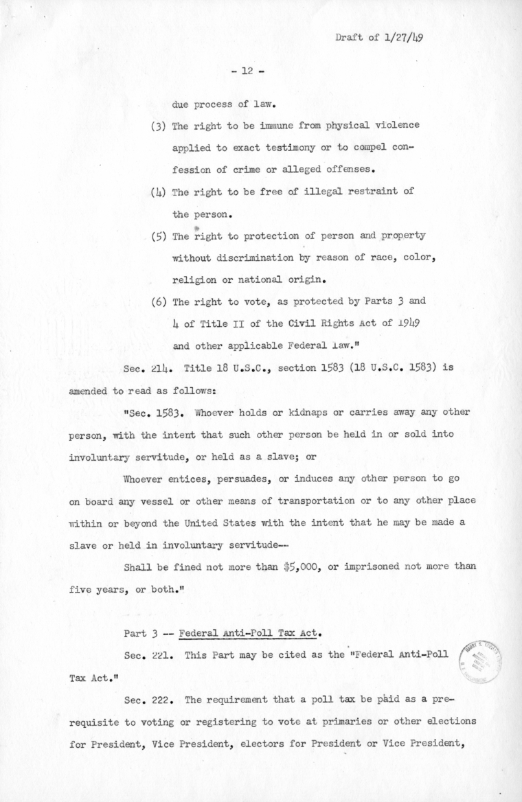 Draft of Civil Rights Legislation