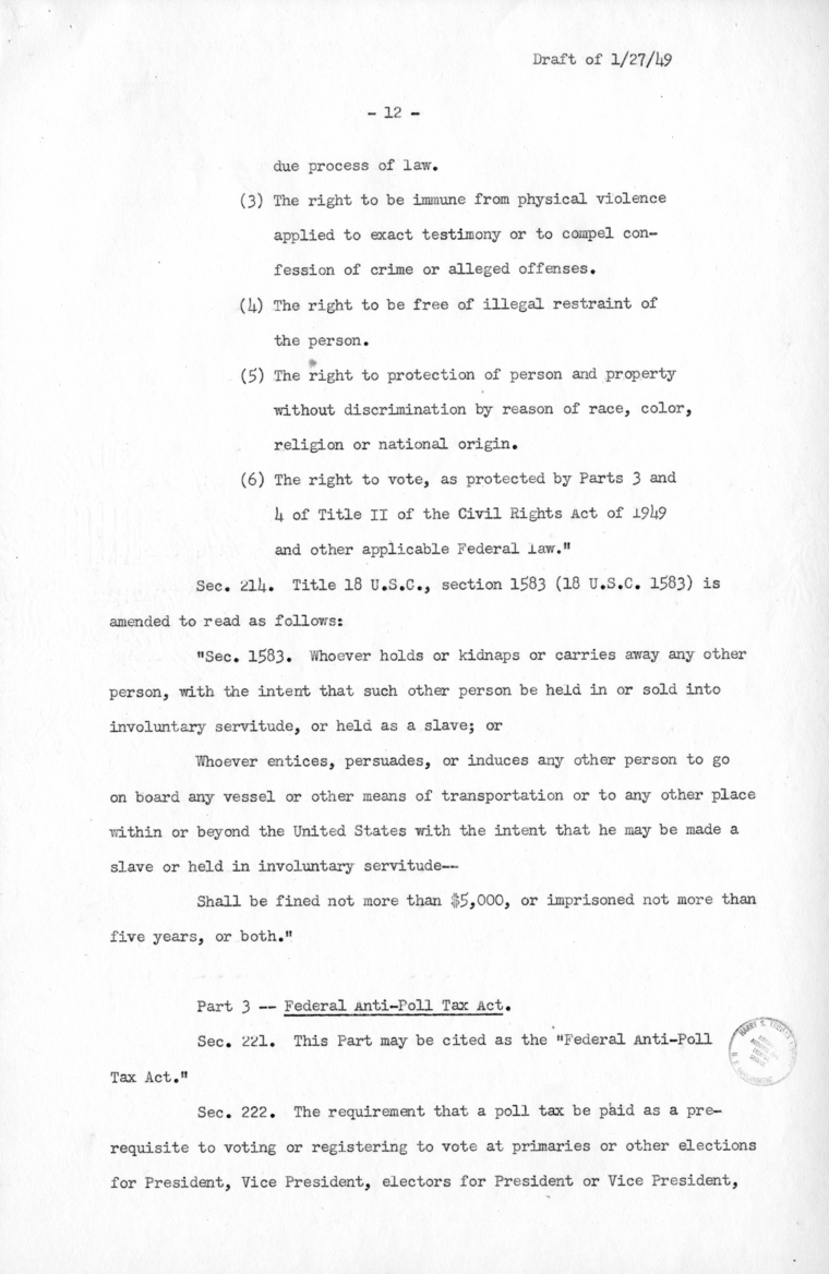 Draft of Civil Rights Legislation