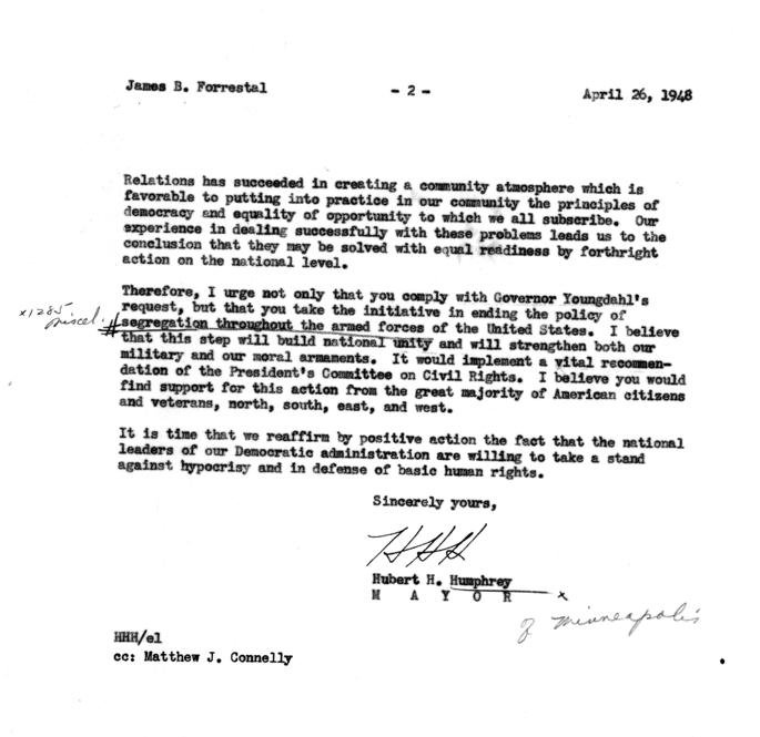 Hubert Humphrey to James Forrestal