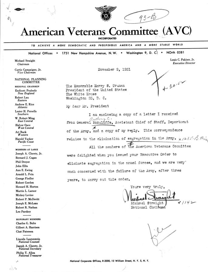 Michael Straight to Harry S. Truman
