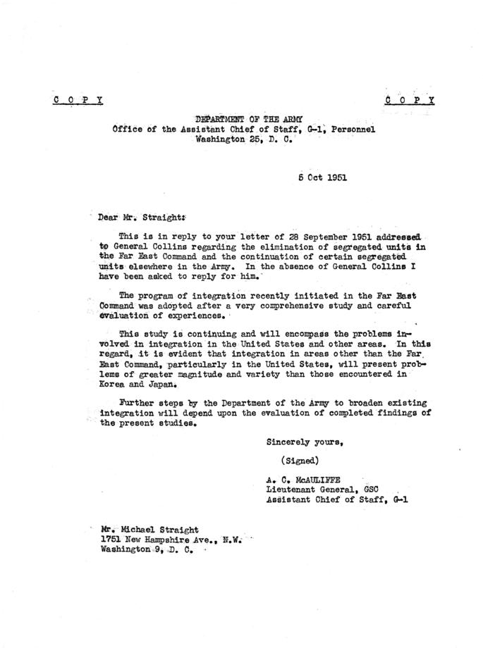 Michael Straight to Harry S. Truman