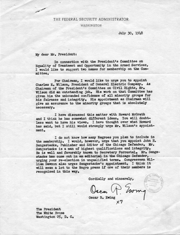 James Forrestal to Harry S. Truman, with attached memos