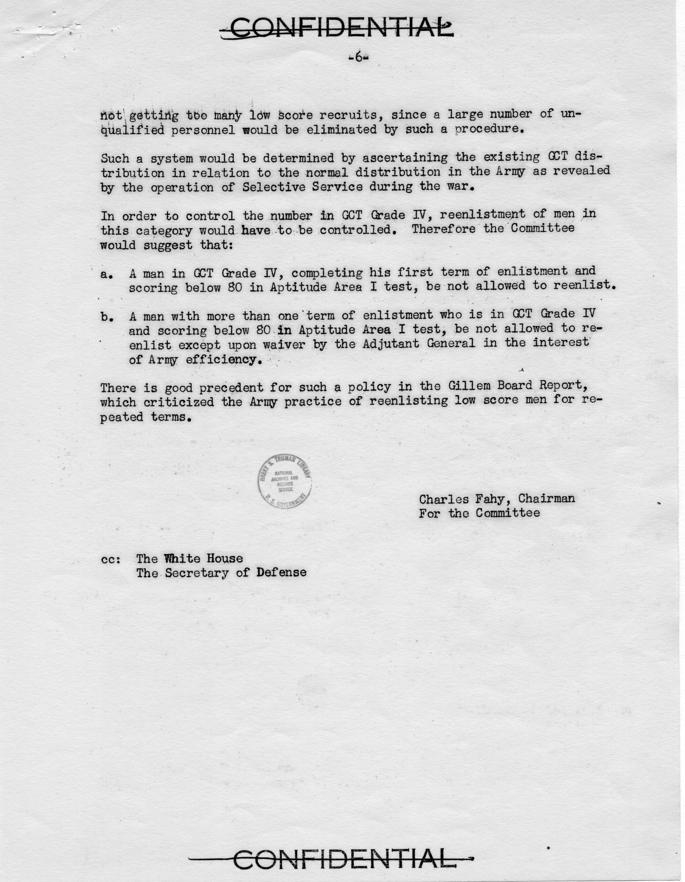 Charles Fahy to Harry S. Truman