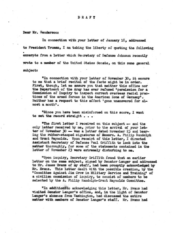 Correspondence between A. Philip Randolph and David Niles, with attachments