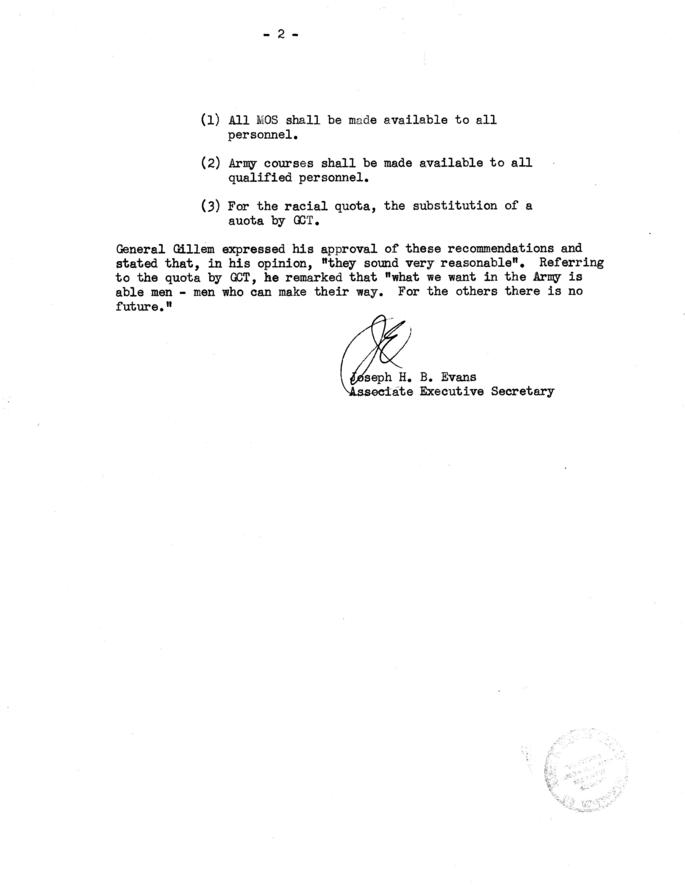 Memo of Telephone Conversation with General Gillem