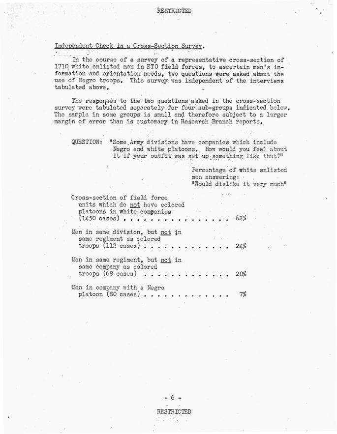 \"Opinions About Negro Infantry Platoons in White Companies of 7 Divisions\"