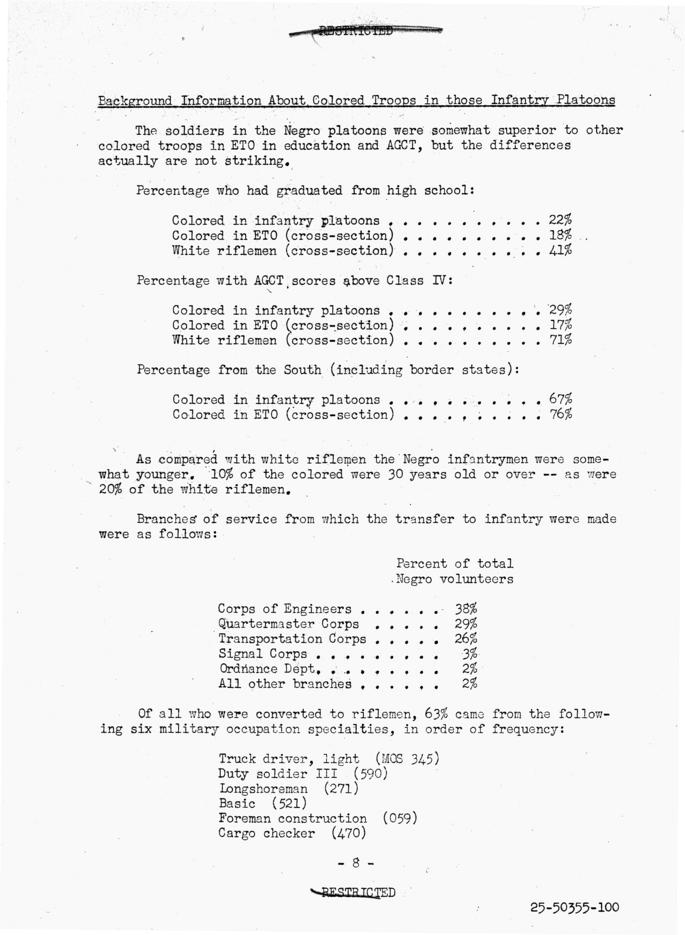 \"Opinions About Negro Infantry Platoons in White Companies of 7 Divisions\"