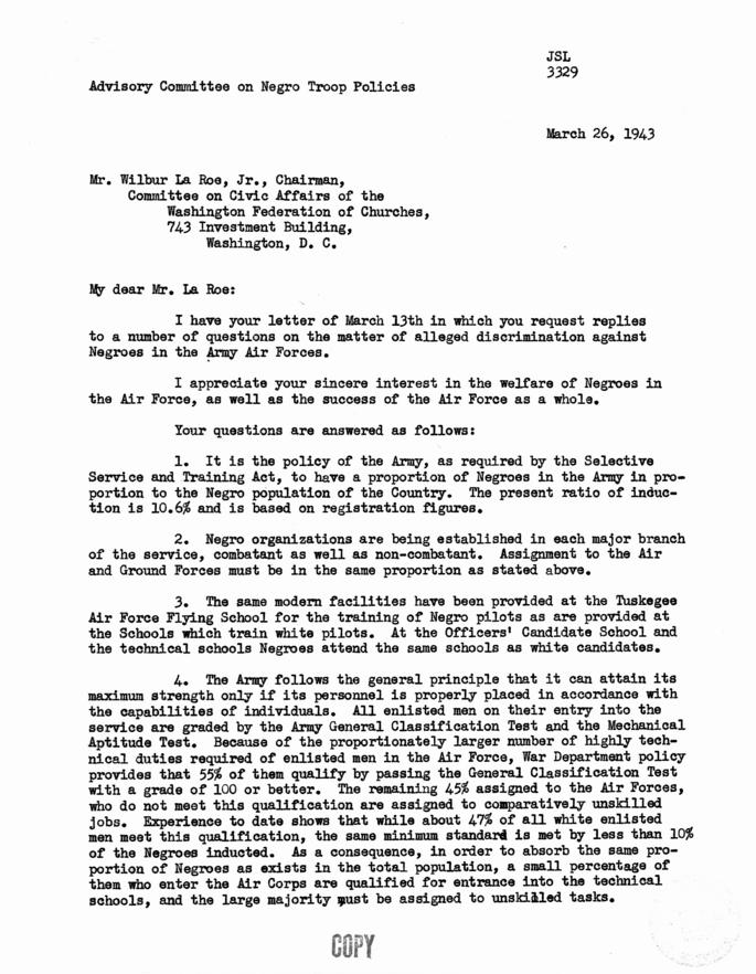 Excerpts from \"Survey and Recommendations Concerning the Integration of the Negro Soldier into the Army\"