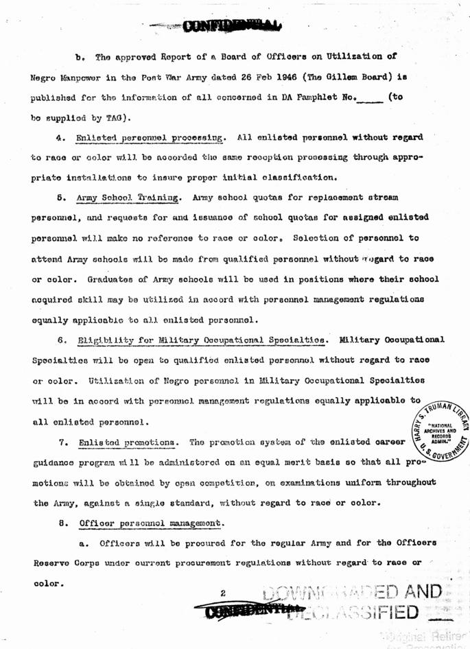 Proposed draft of Utilization of Negro Manpower in the Army