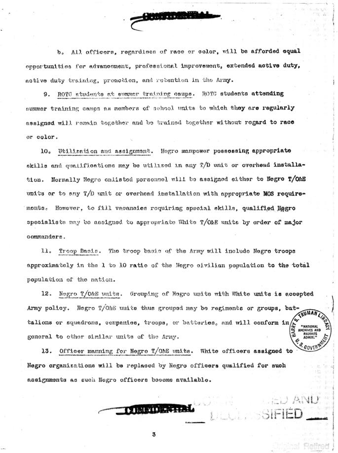 Proposed draft of Utilization of Negro Manpower in the Army