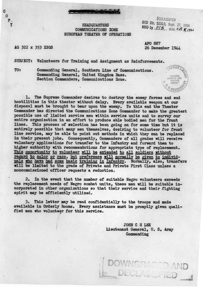 Memo from John C. H. Lee