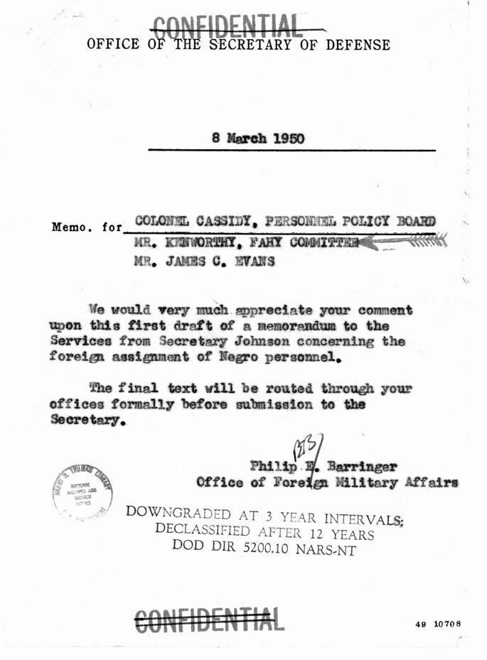 Louis Johnson to the Secretaries of the Army, Navy, and Air Force