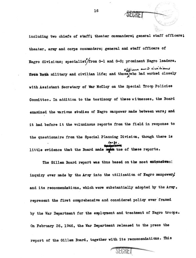 Draft of the Gillem Board Report
