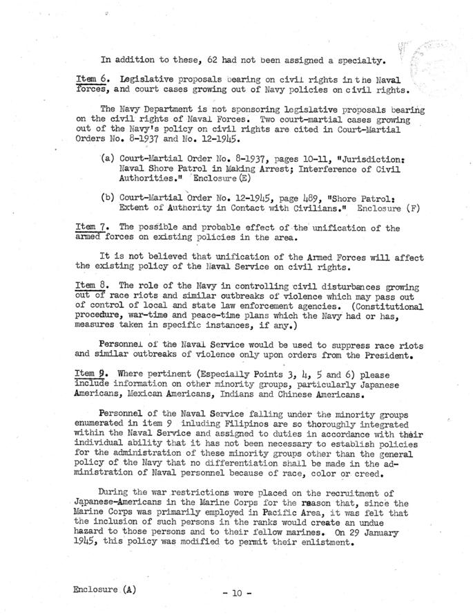 Memo for the President\'s Committee on Civil Rights