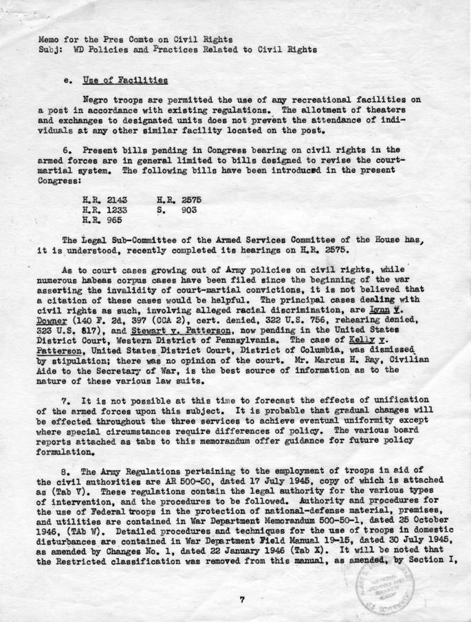 Robert Patterson to the President\'s Committee on Civil Rights