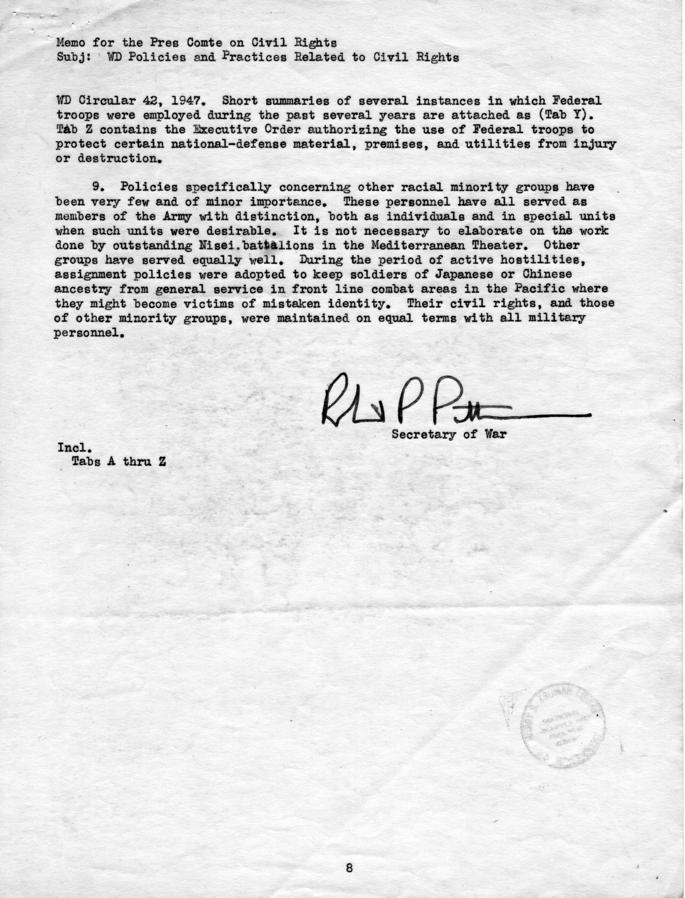 Robert Patterson to the President\'s Committee on Civil Rights