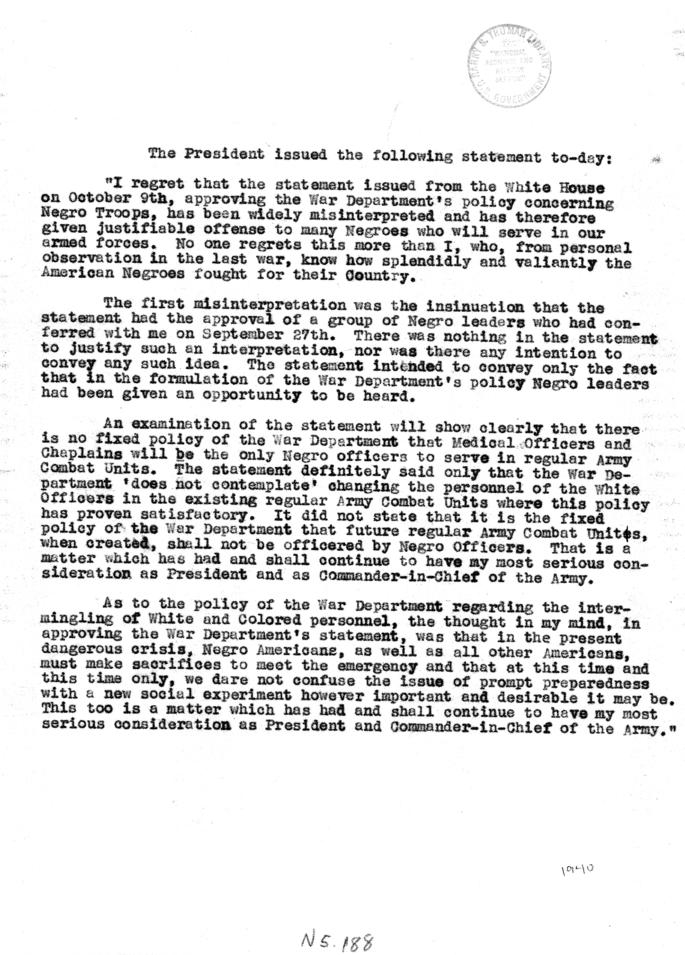 Statement by President Franklin D. Roosevelt