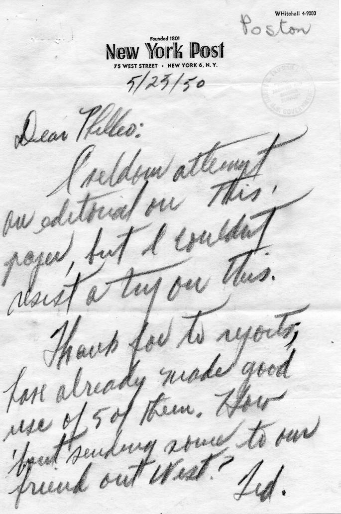 Correspondence with Philleo Nash re: final copies of \"Freedom to Serve\"