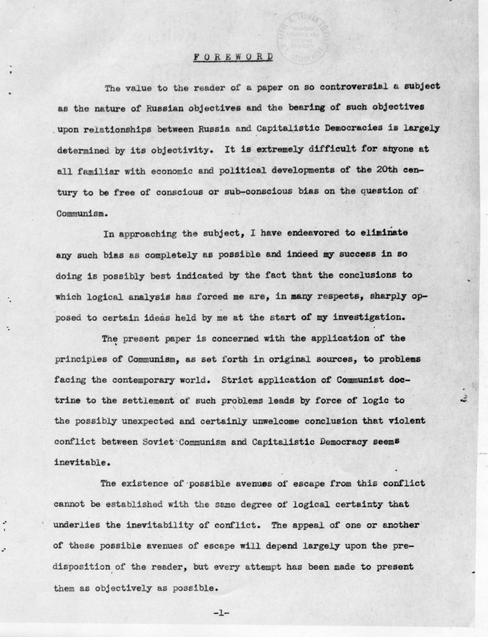 Report, \"Dialectical Materialism And Russian Objectives\" by Edward F. Willett