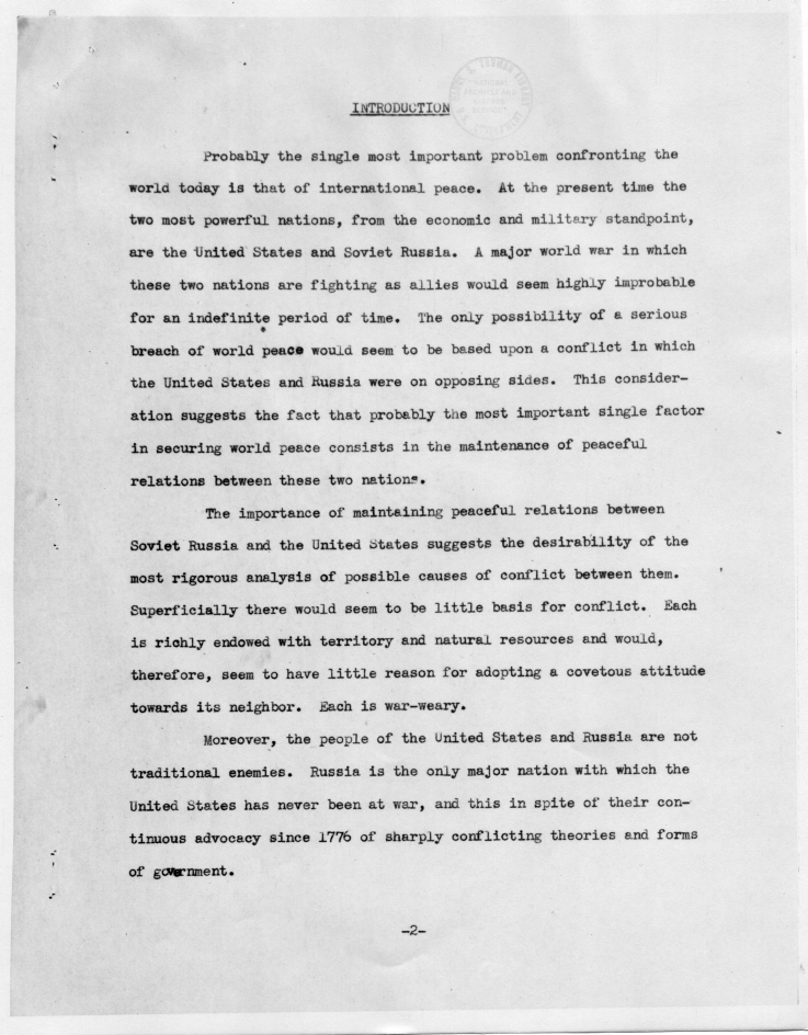 Report, \"Dialectical Materialism And Russian Objectives\" by Edward F. Willett