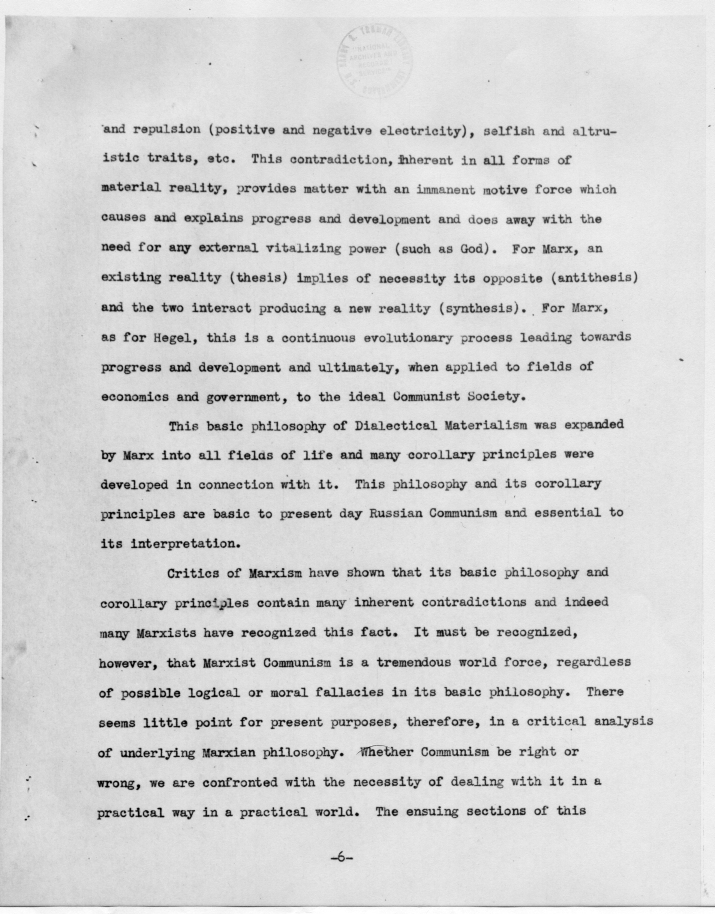 Report, \"Dialectical Materialism And Russian Objectives\" by Edward F. Willett
