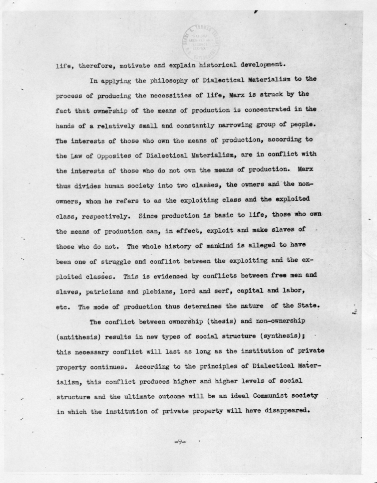 Report, \"Dialectical Materialism And Russian Objectives\" by Edward F. Willett