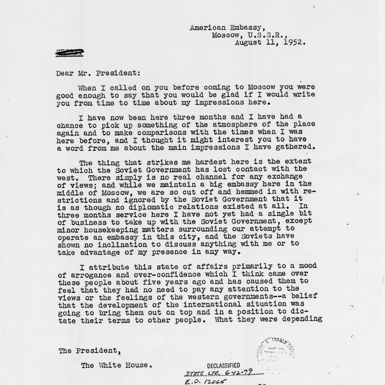 Correspondence between George F. Kennan and Harry S. Truman