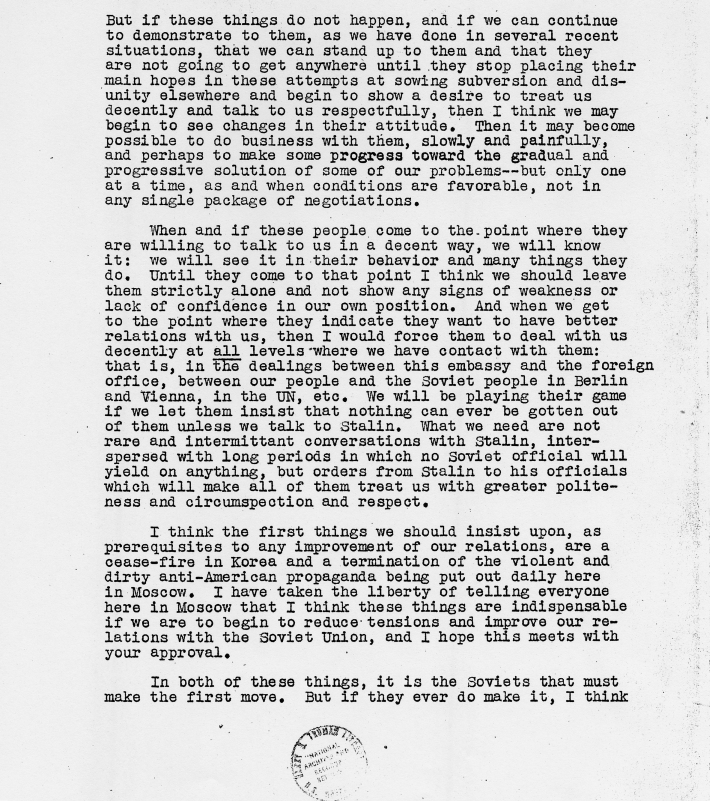 Correspondence between George F. Kennan and Harry S. Truman