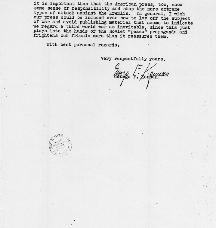 Correspondence between George F. Kennan and Harry S. Truman