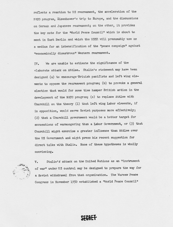 Memo, Walter Bedell Smith to Harry S. Truman accompanied by a memorandum