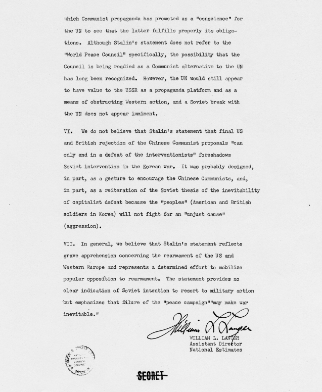 Memo, Walter Bedell Smith to Harry S. Truman accompanied by a memorandum