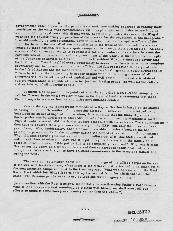 Report, \"An Analysis of the Principal Psychological Vulnerabilities in the USSR and of the Principal Assets Available to the US for Their Exploitation\"