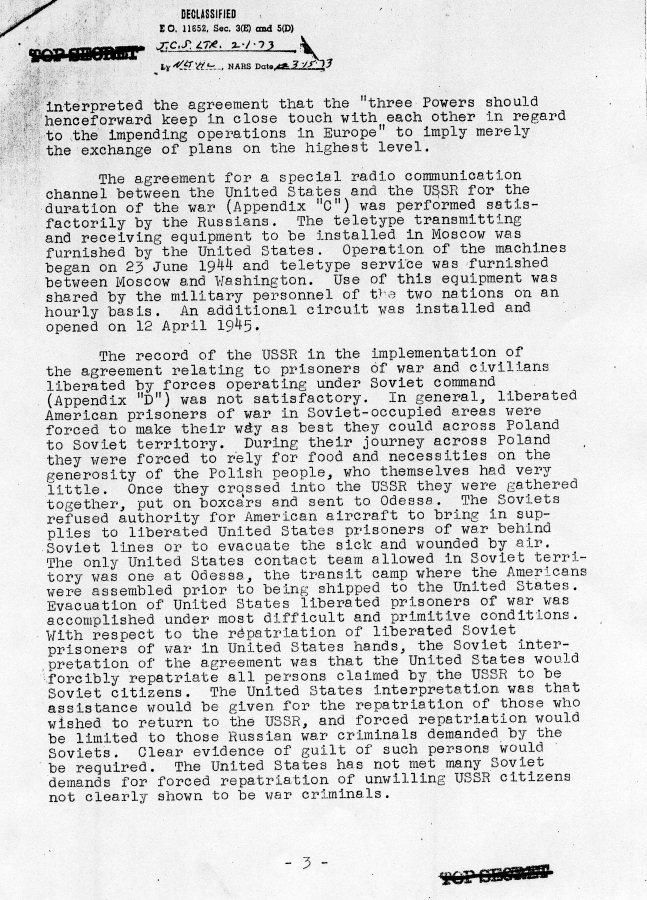 Memo, Joint Chiefs of Staff to Harry S. Truman