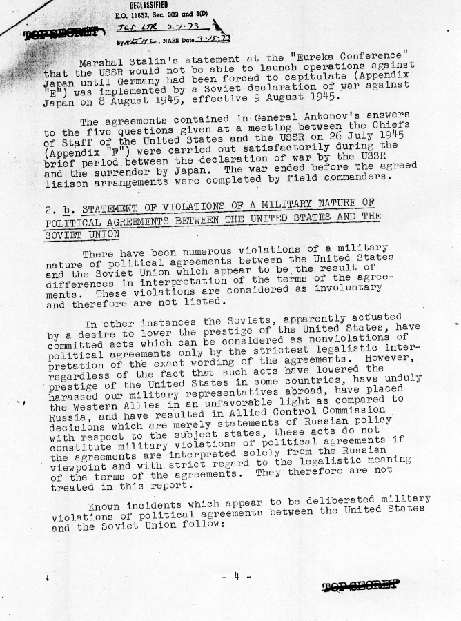 Memo, Joint Chiefs of Staff to Harry S. Truman