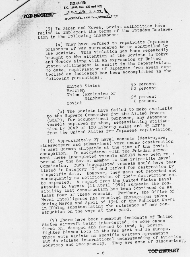 Memo, Joint Chiefs of Staff to Harry S. Truman