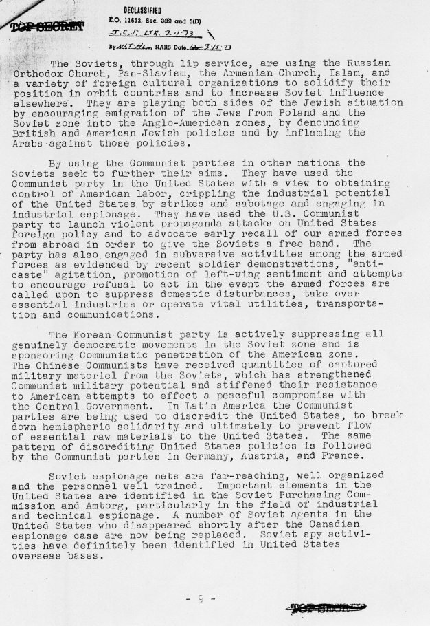 Memo, Joint Chiefs of Staff to Harry S. Truman