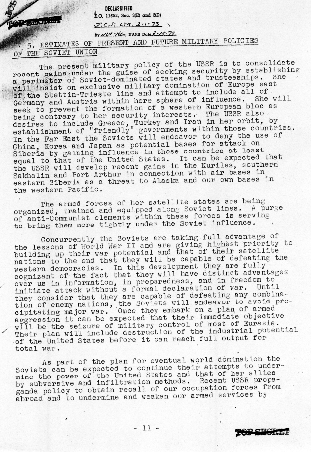 Memo, Joint Chiefs of Staff to Harry S. Truman