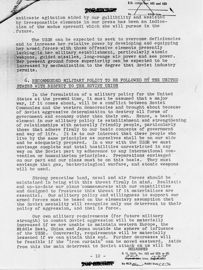 Memo, Joint Chiefs of Staff to Harry S. Truman