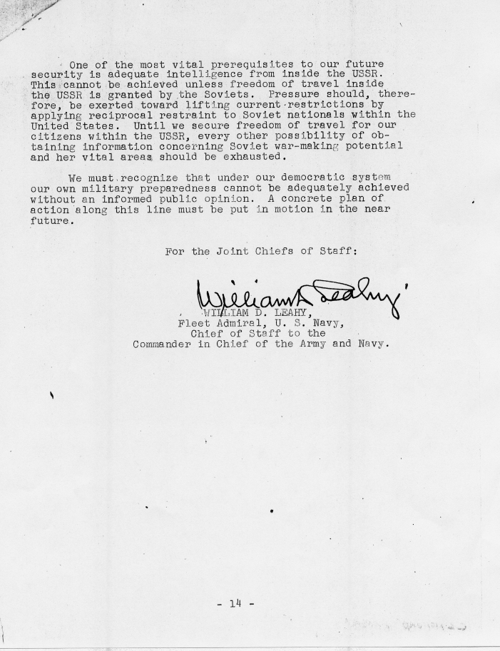 Memo, Joint Chiefs of Staff to Harry S. Truman