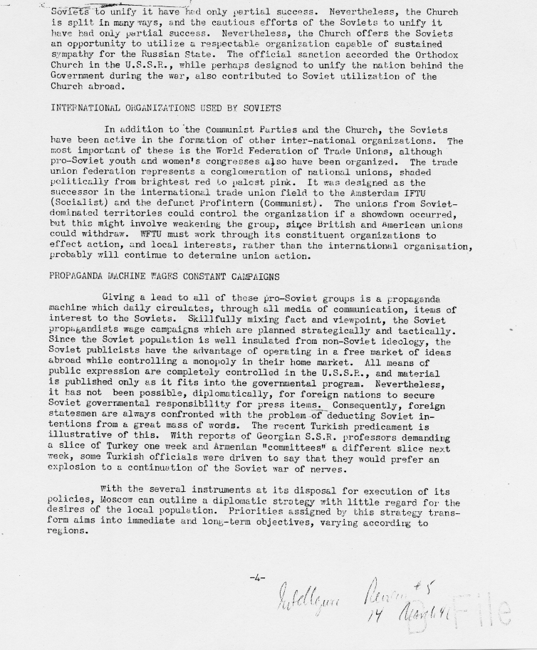 Memorandum, \"Background of Soviet Foreign Policy\"