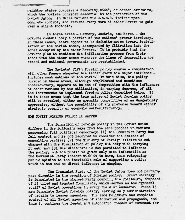 Memorandum, \"Soviet Foreign Policy - A Summation\"