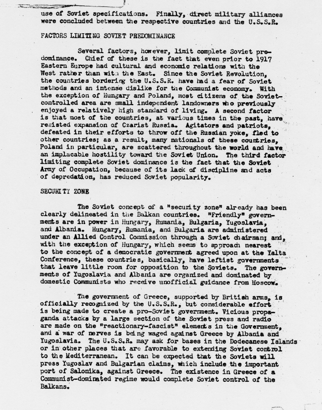 Memorandum, \"Soviet Foreign Policy in Eastern Europe\"