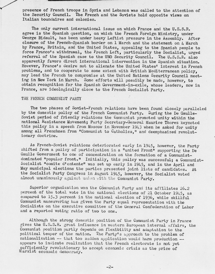 Memorandum, \"Soviet Foreign Policy Toward Western Europe\"