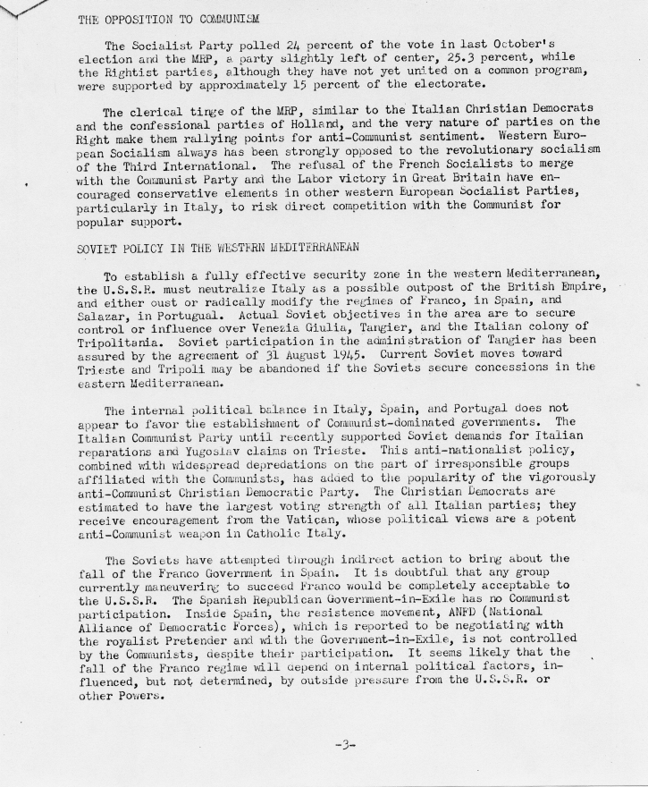 Memorandum, \"Soviet Foreign Policy Toward Western Europe\"