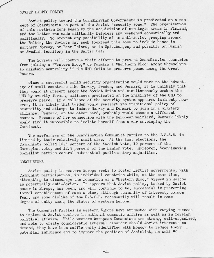 Memorandum, \"Soviet Foreign Policy Toward Western Europe\"