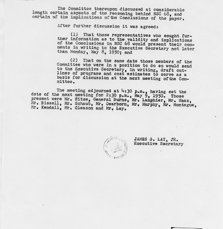 Memorandum, James Lay to Paul Nitze et al.