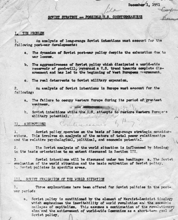 Report, \"Soviet Strategy - Possible U.S. Countermeasures\"