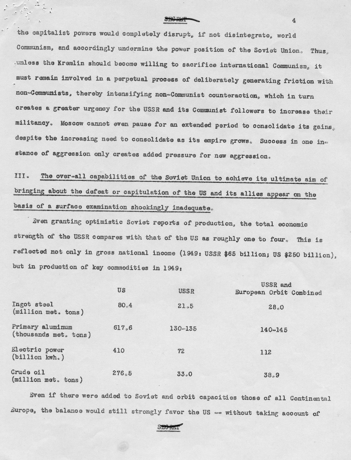 Draft of report, \"Soviet Intentions and Capabilities\"