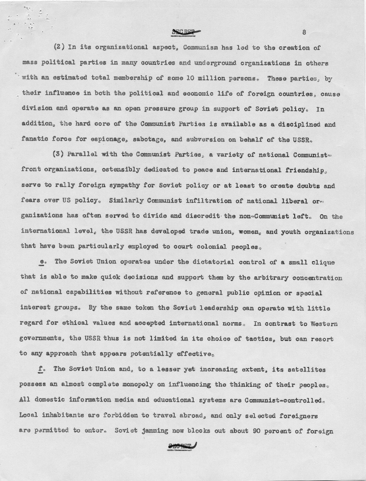 Draft of report, \"Soviet Intentions and Capabilities\"